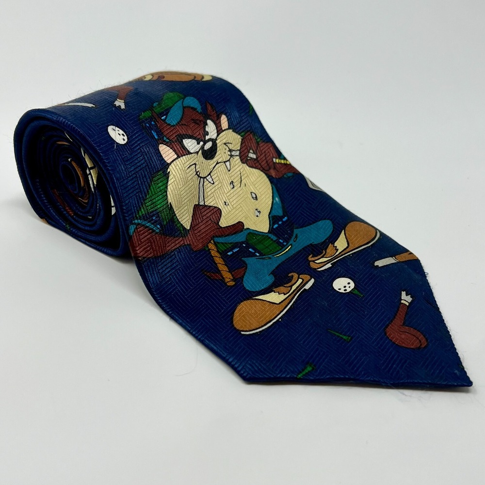 Warner Bros Looney Tunes Tasmanian Devil Golf Necktie Vintage 1997